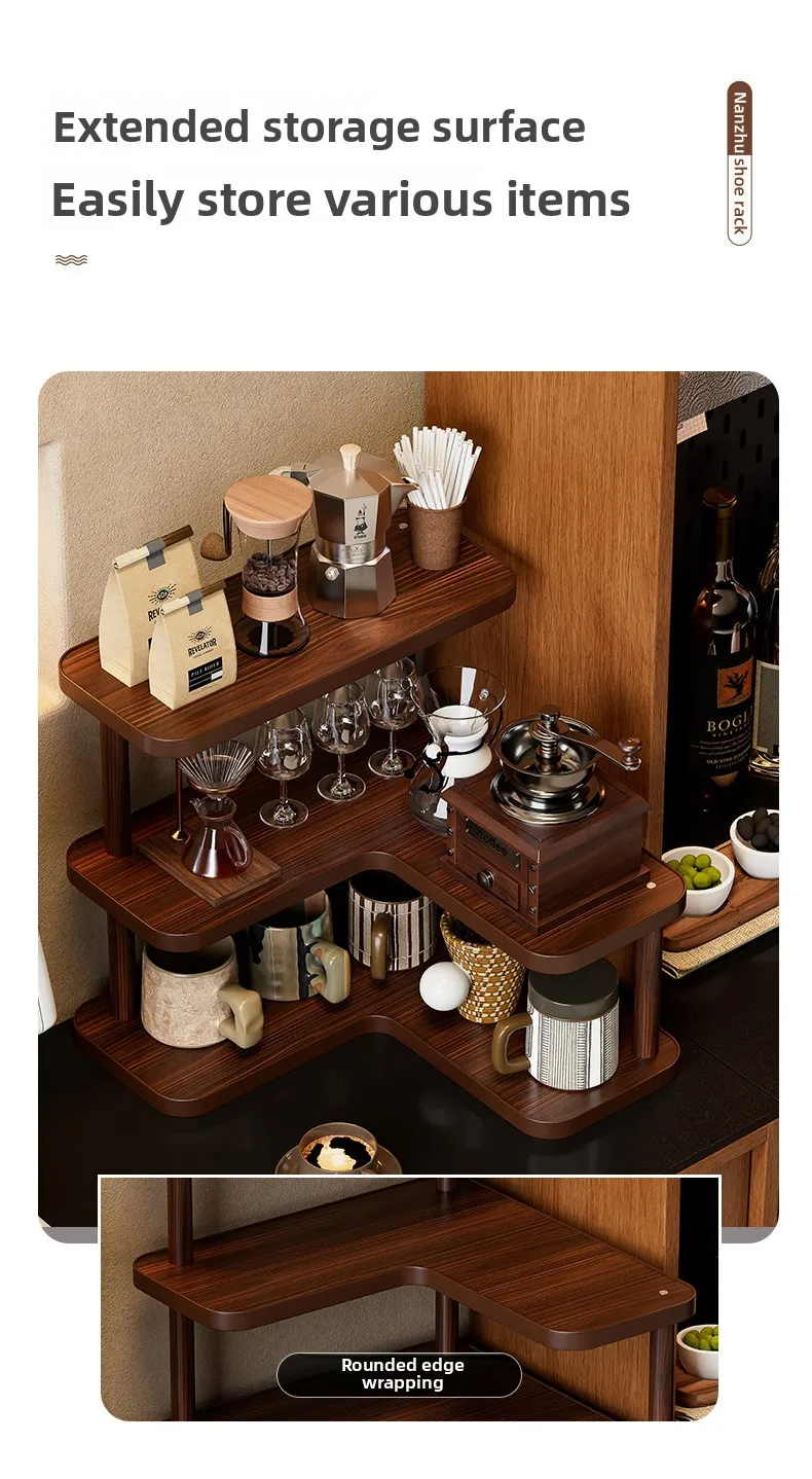 Premium Bamboo Corner Desktop Multi-Layer Storage Shelf - Corner Organizer — detail 7