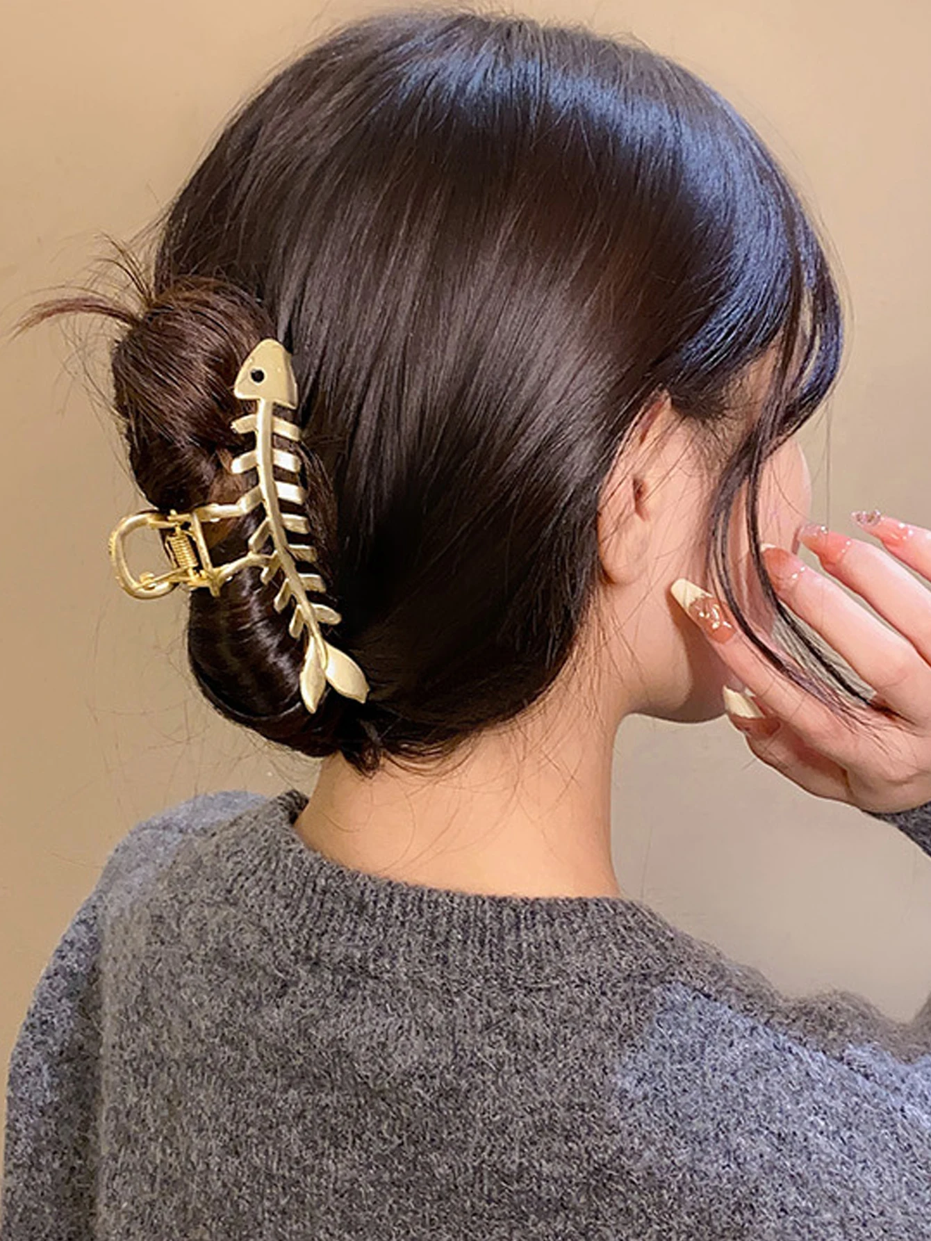 1/2개 실버 고급스러운 물고기뼈 모양 헤어 클로 여성용 뒷머리 디스크 헤어 레트로 다용도 헤어 클로 액세서리