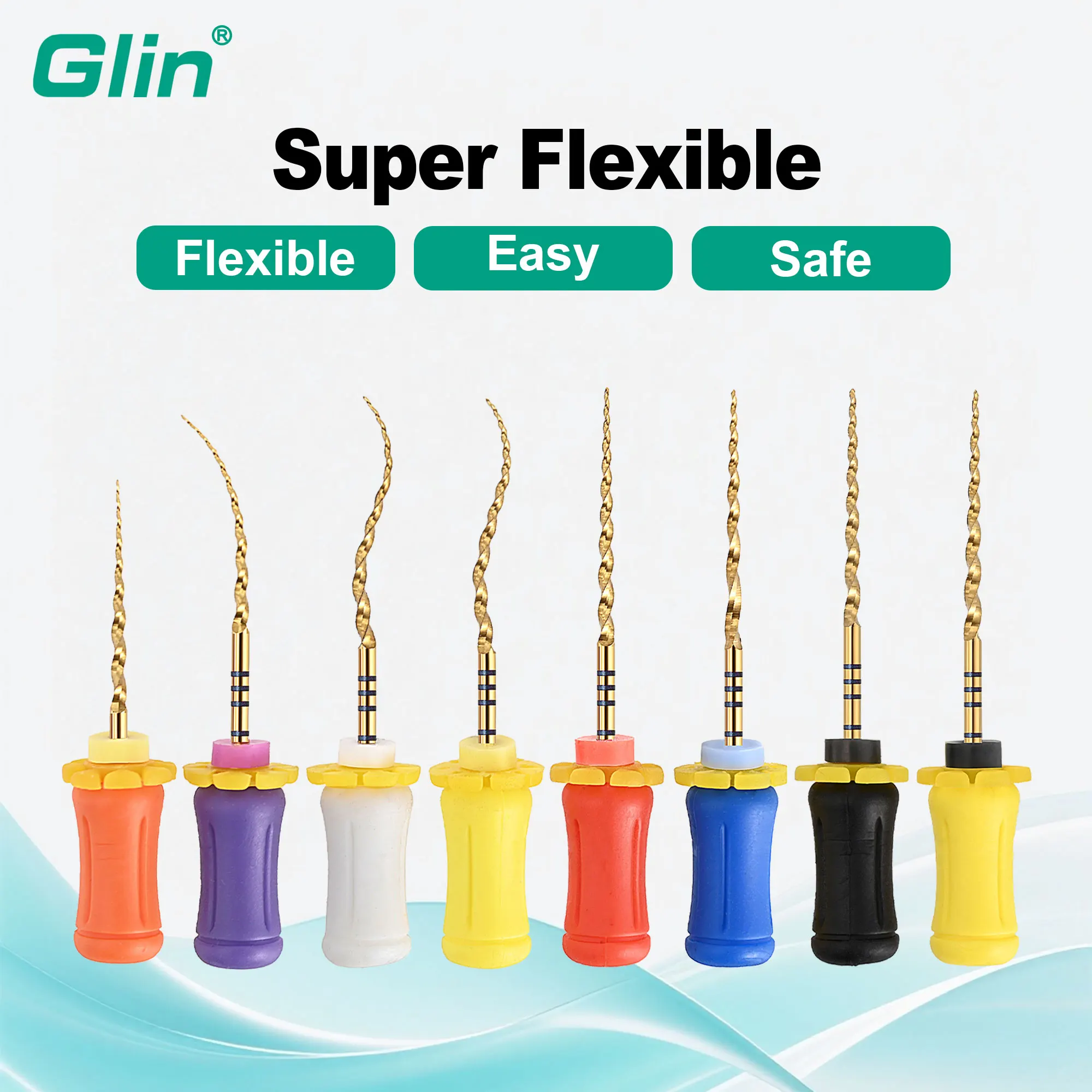 Glin 6Pcs/Box Dental Endodontic NiTi Hand Use Heat Activated Rotary File SX-F3 25mm Root Canal Super Files Dentistry Accessory