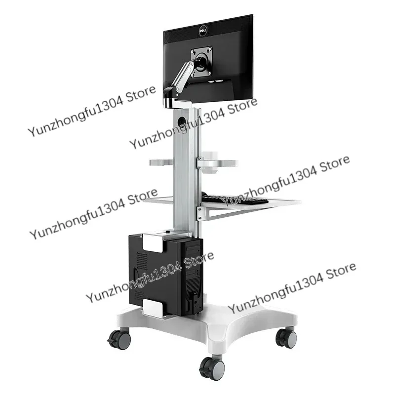 Height adjustable touchscreen computer cart medical  trolley for dental- clinic hospital