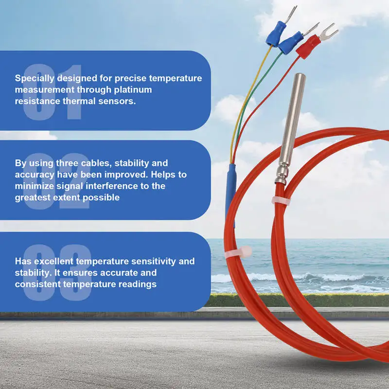 24-Hour Delivery Temperature Sensor PT100 Waterproof Wire Thermal Resistance Silicon Wire Protection Cable