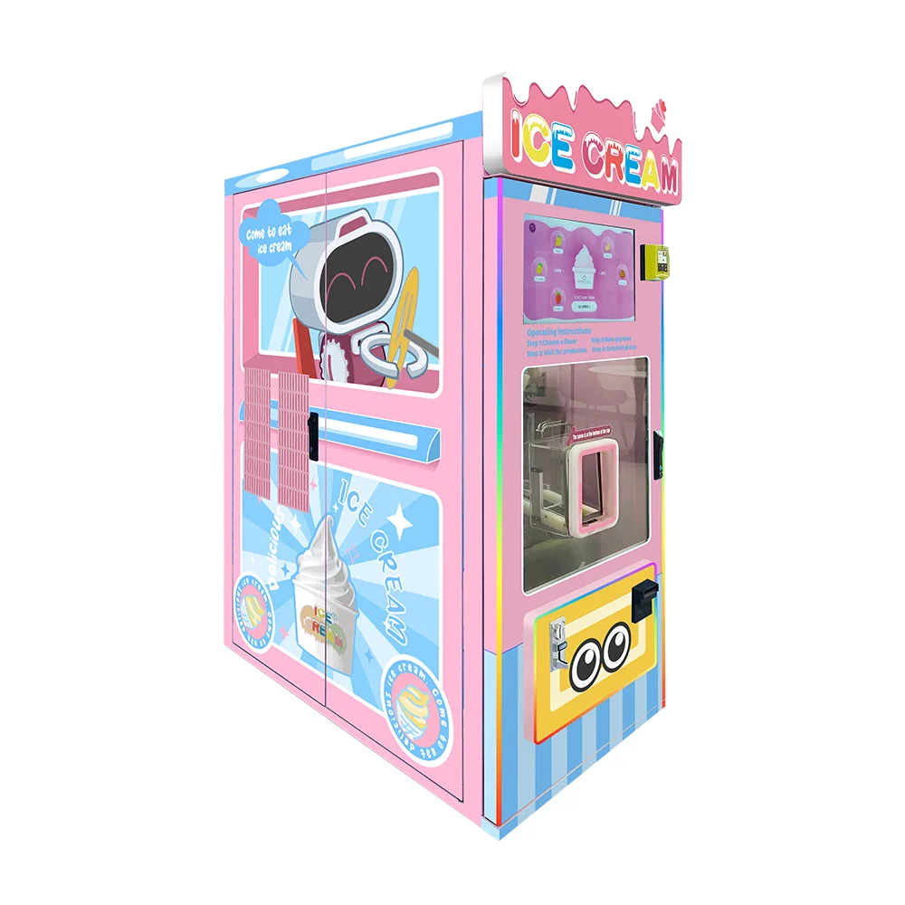 Customized 2025 New Commercial Self Service Ice Cream Vending Machine Fully Automatic Soft Serve System Business Package