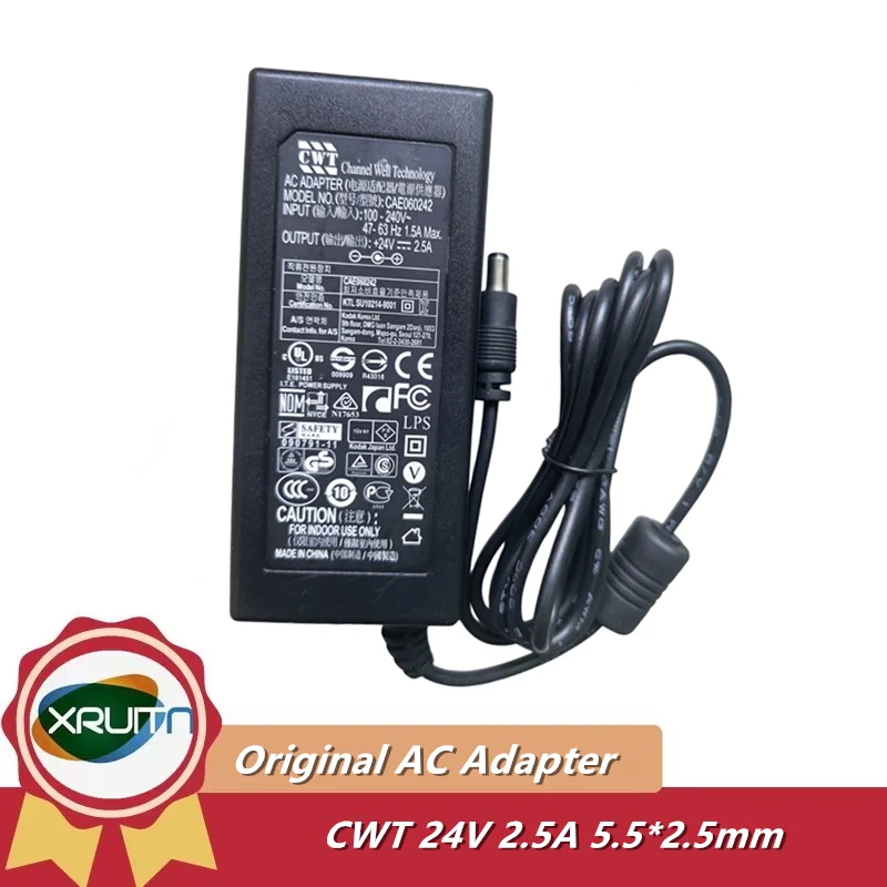 

Genuine CWT CAE060242 AC Adapter 60W Charger 24V 2.5A for Kodak Scanner I2900 I3200 i1120 1150 Power Supply With 5.5x2.5mm Tip