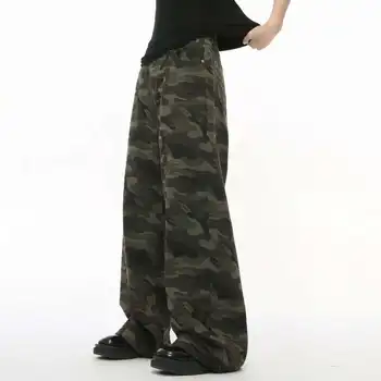 IEFB Vintage Camouflage Men's Jeans Fashion Washed Casual Wide Leg Denim Pants Autumn Winter Loose Male Trousers Old Blue 9C354 3