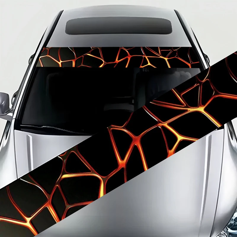 

1 piece flame crack decorative strip car front gear sticker trend reflective sunshade decorative rear gear windshield glass car