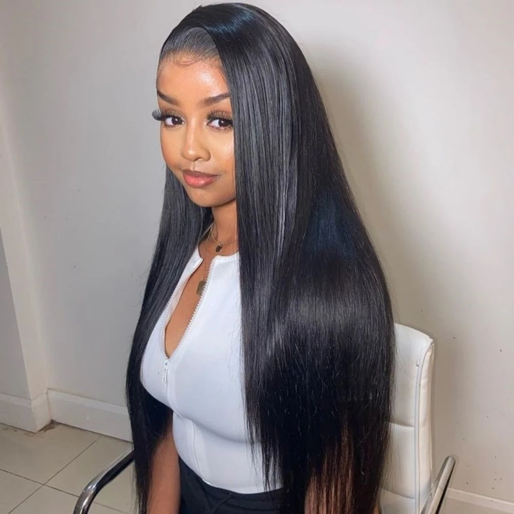 

Straight 13x6 13x4 Lace Front Human Hair Wig Brazilian 34Inch Pre Plucked 15A Super Double Drawn Real HD Front Lace Glueless Wig