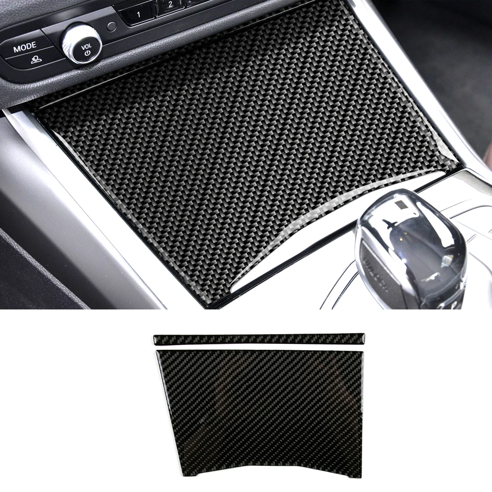 

2Pcs Carbon Fiber Car Center Console Water Cup Panel Cover Protection Trim Sticker for BMW 3 Series G20 2020 Car Accessories