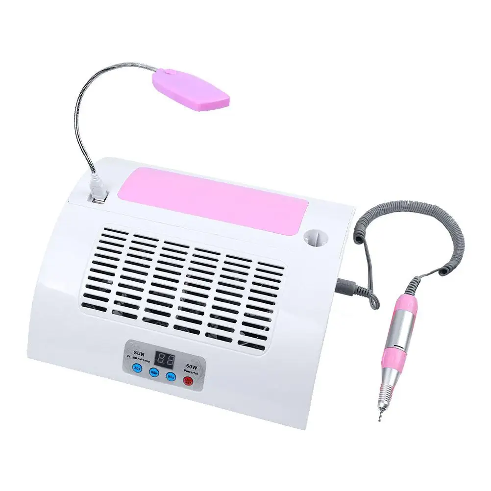 

Nail Grinder Vacuum 5-in-1 Dust Collector LED Lighting Beauty Salon Tool Wax Heater White Manicure Treatment Machine Hair