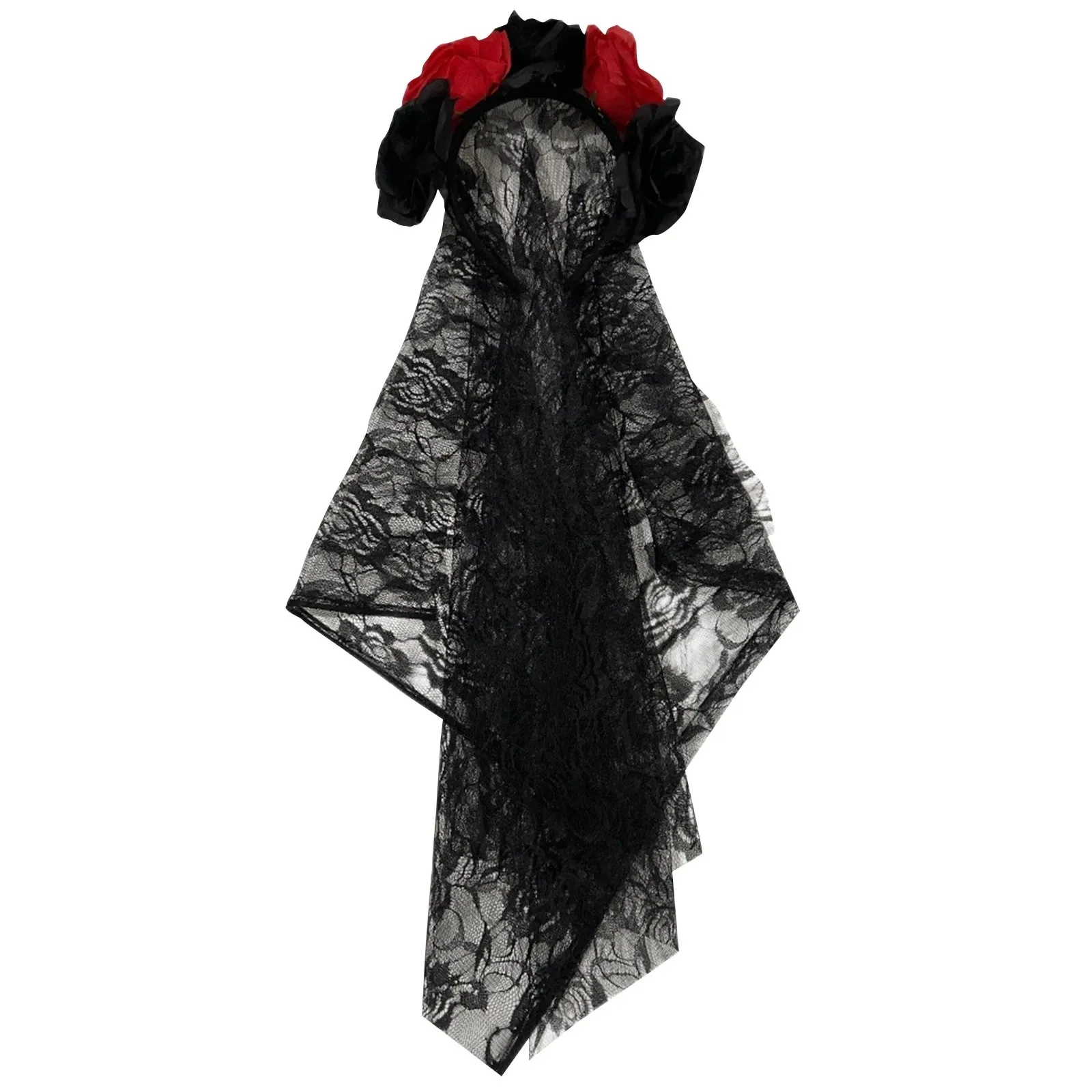 Bandeau à fleurs de Rose pour mariée d'halloween, accessoires de Cosplay en maille, couvre-chef de Simulation de mariage pour femmes et filles