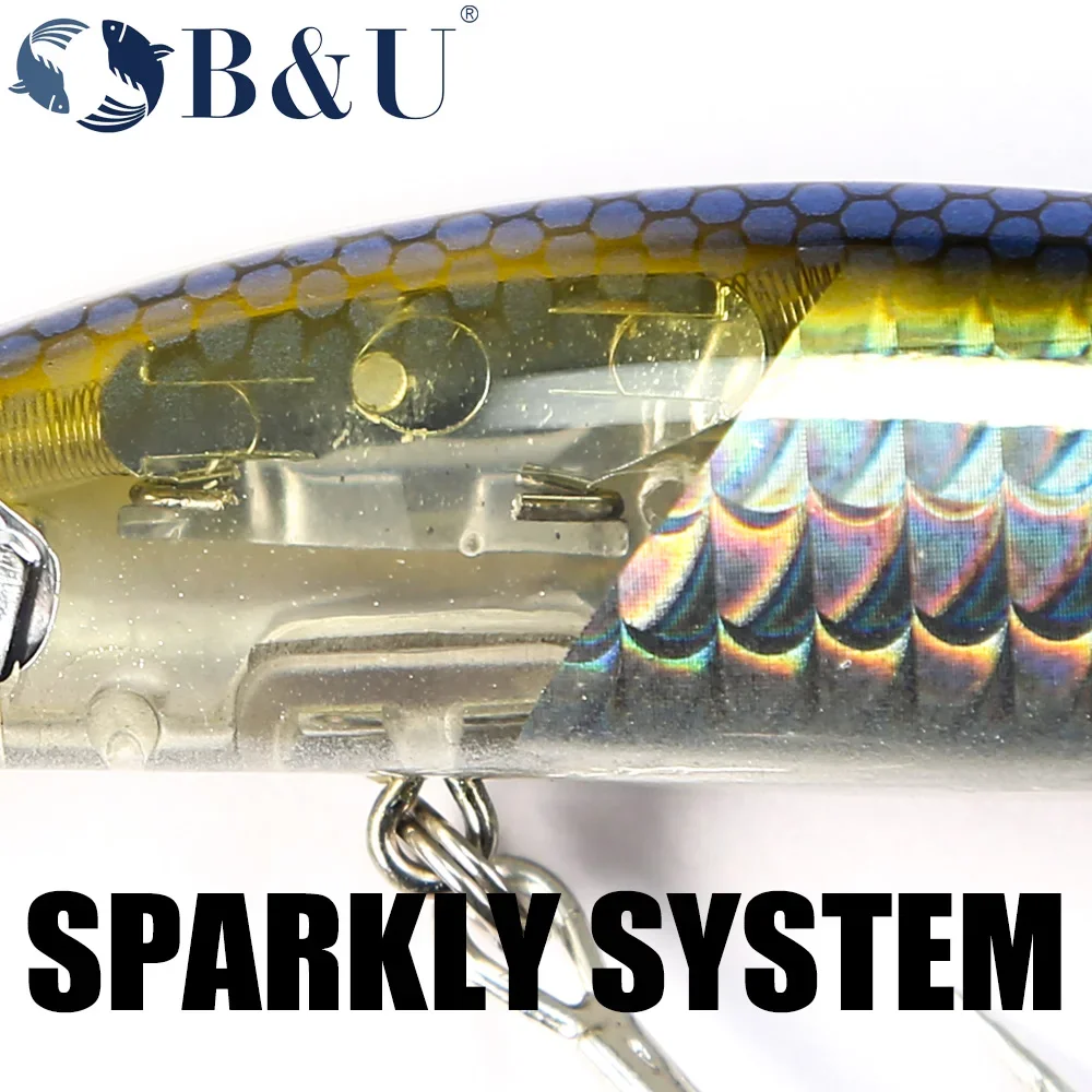 B&U JERK Floating MINNOW Wobbler Slatwater Fishing Lure Minnow Lure Hard Bait Quality Professional Depth0.1-0.5m 95mm 12.7g