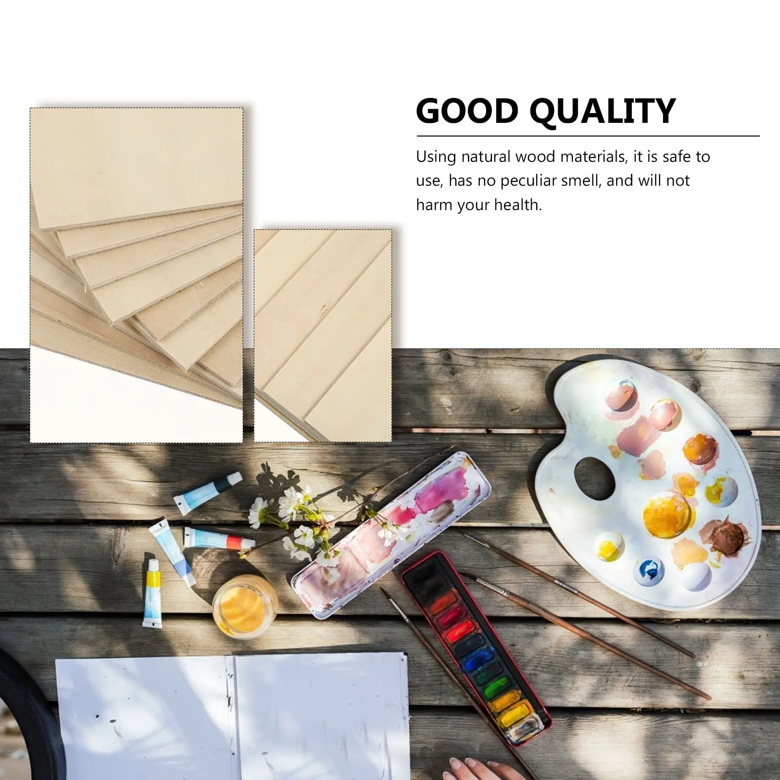 10Pcs Basswood Plywood Blank Wood Craft DIY Painting Pieces Unfinished Wooden Slices Wood Handicraft Pyrography Supplies