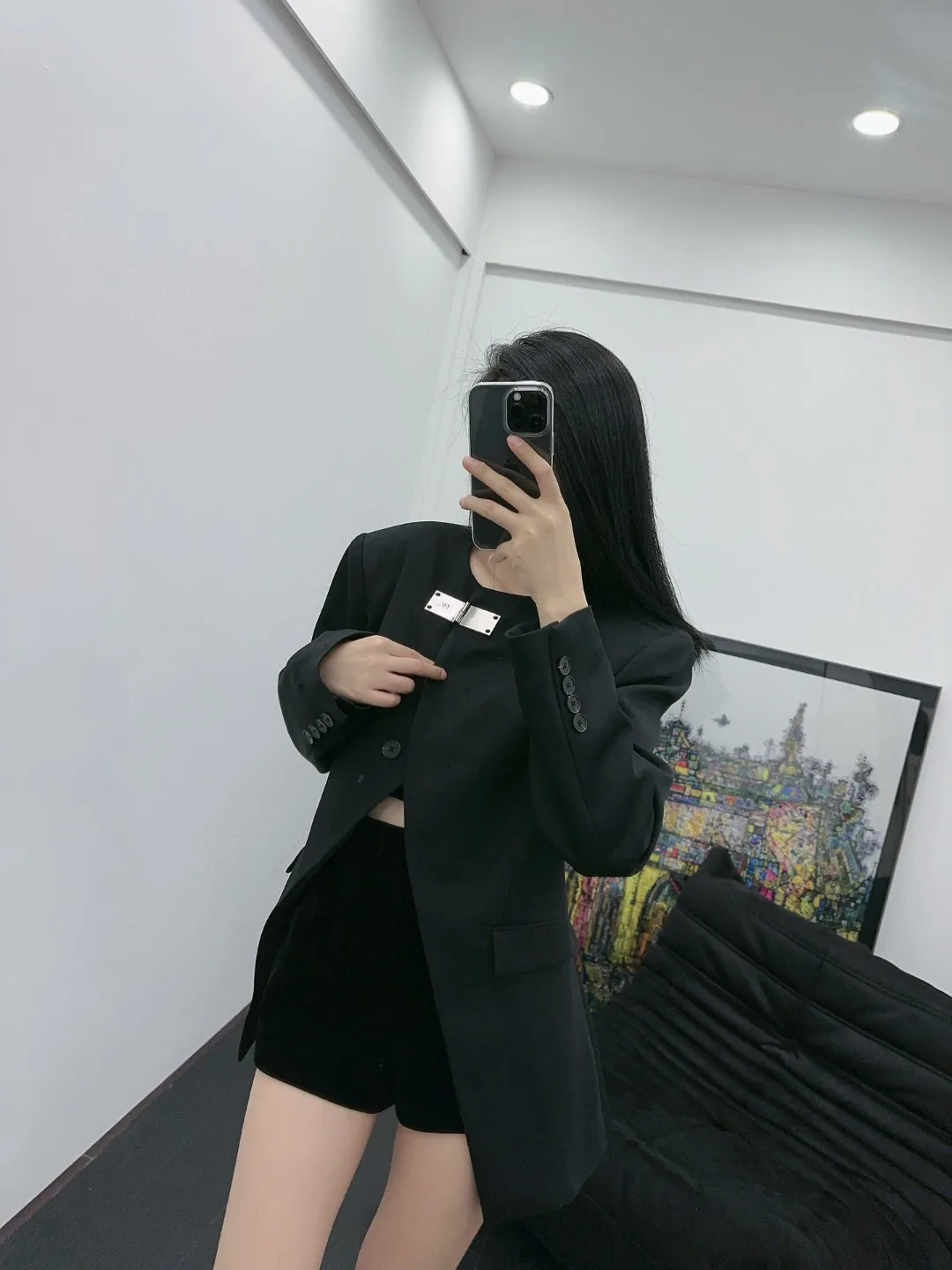 Women's Clothing  High Quality Black Asymmtrical Blazer  Autumn Winter New  NO.1