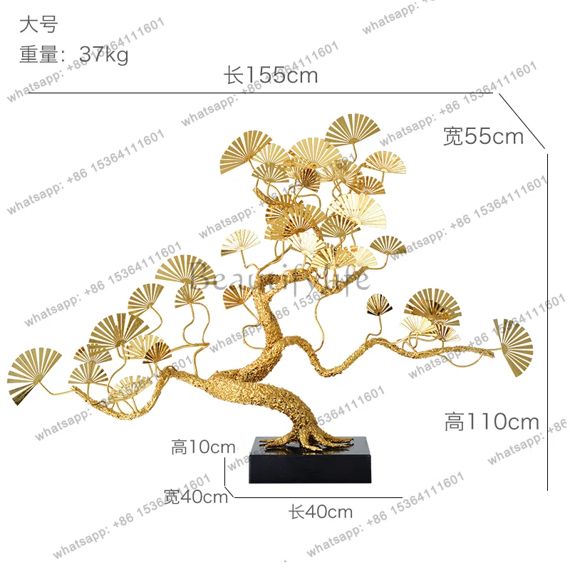 LS Lucky Welcome Pine Tree Ornament New Chinese Large Floor Sculpture Ornament