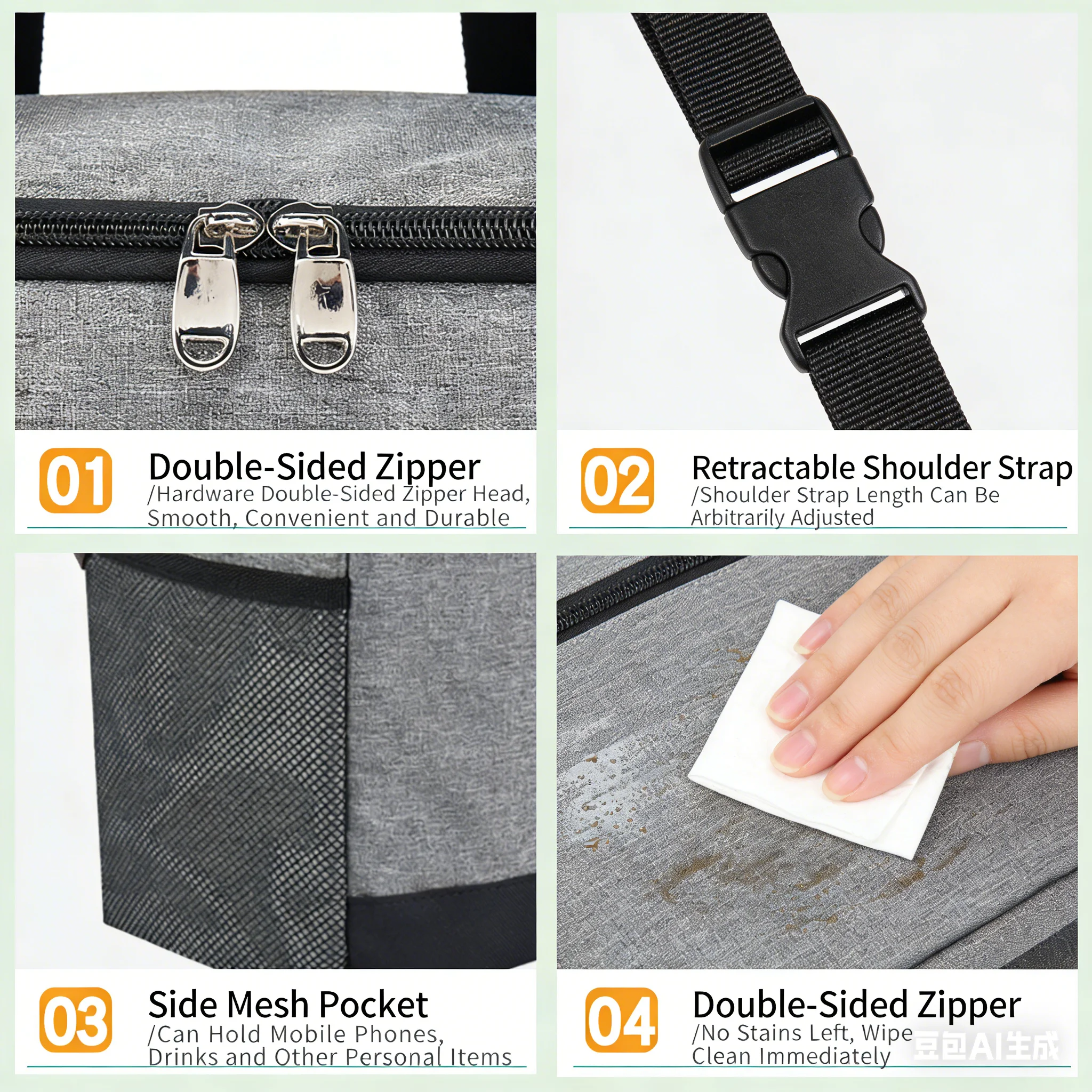 Modische, faltbare Thermotasche mit großer Kapazität, isoliert, Picknick, auslaufsicher, Lunchbox, Kühltasche für Outdoor-Reisen, Camping, Familie – Detail 2