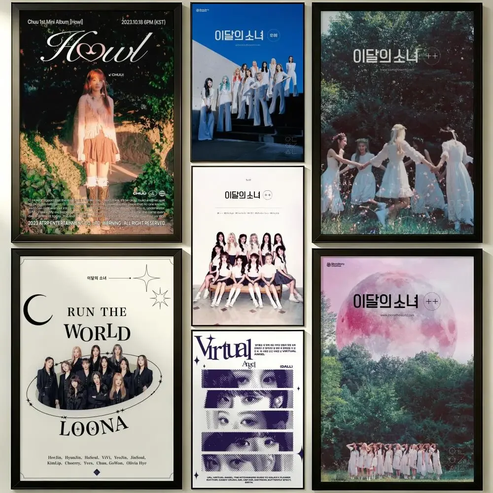 Loona Trendy Kpop Idol Photo Self-Adhesive Poster Peel and Stick Waterproof Removable HD Print for Dorm Room Bedroom Home Decor