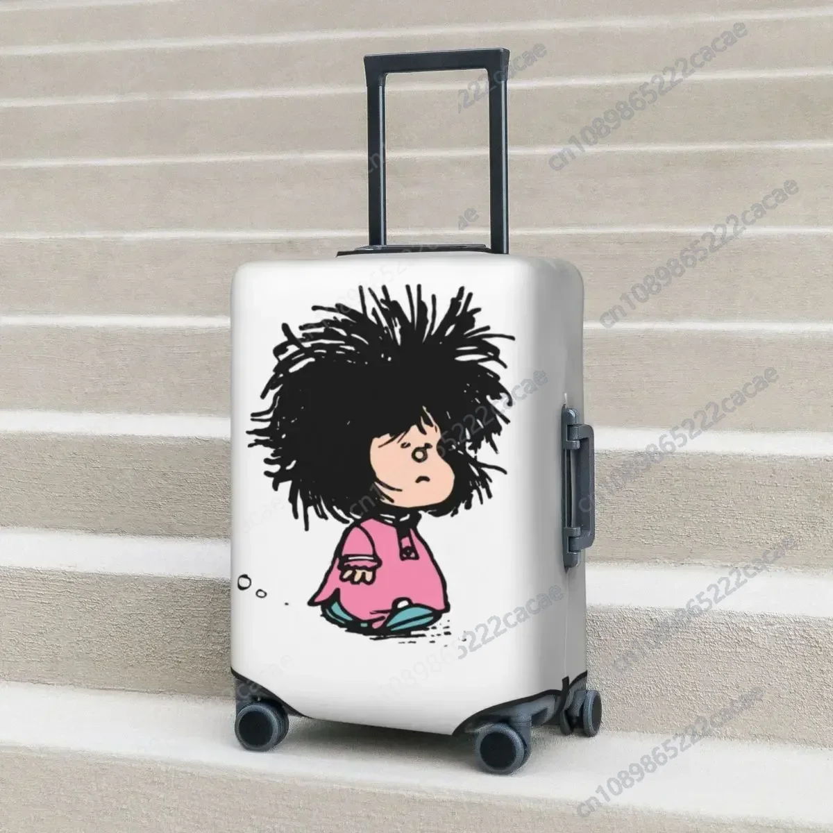 

Mafalda Cartoon Suitcase Cover Disheveled Nightgown Flight Cruise Trip Elastic Luggage Accesories Protector