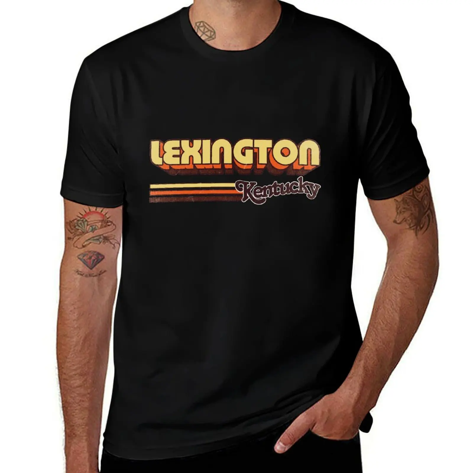 

Lexington, KY City Stripes T-Shirt Casual Minimalist Short Sleeve Top