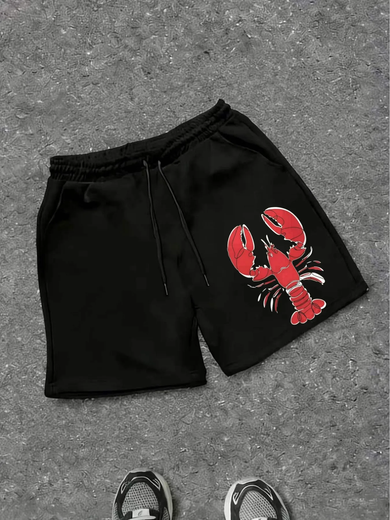 Men's Sports Shorts - Bright Red Lobster Pattern, Jogging Pants, Outdoor Shorts, Moisture Wicking and Breathable