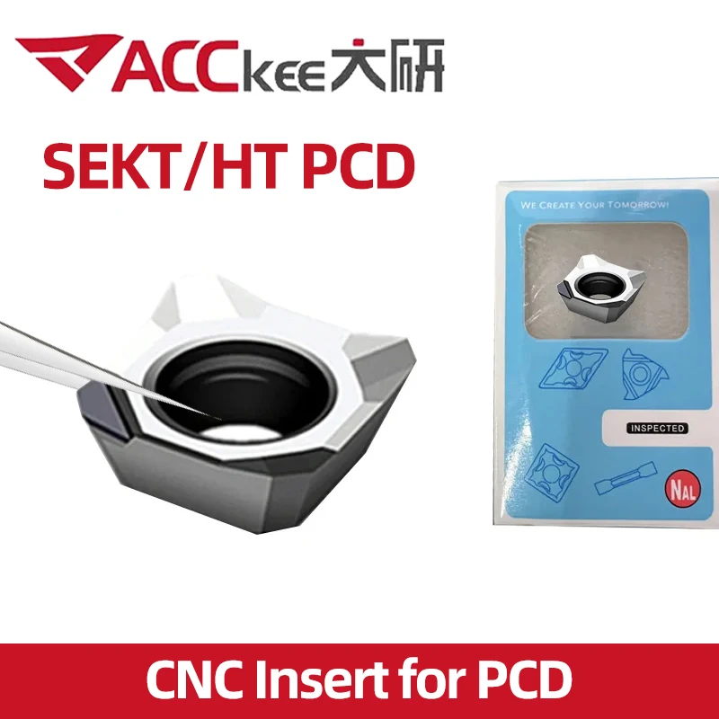 ACCKEE SEKT1204 SEHT1204 PCD Diamond Insert SEHT 120404 120408 PCD Aluminum Alloy End Mill Tool CNC Carbide CBN Turning Lathe