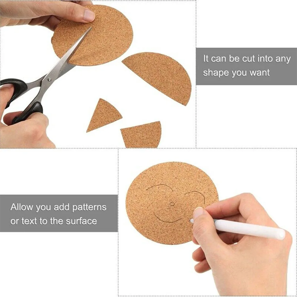 Cork Coaster Cup Pad Replacement Self-adhesive Backing Sheet Coffee Cork Mat DIY For Home Bar Square Accessory