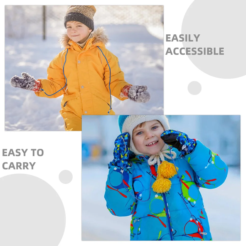 3 قطعة قفازات التزلج النايلون مكافحة خسر القفاز كليب سلسلة الدافئة حماية اليد للرياضات الشتوية قفاز المقود حزام