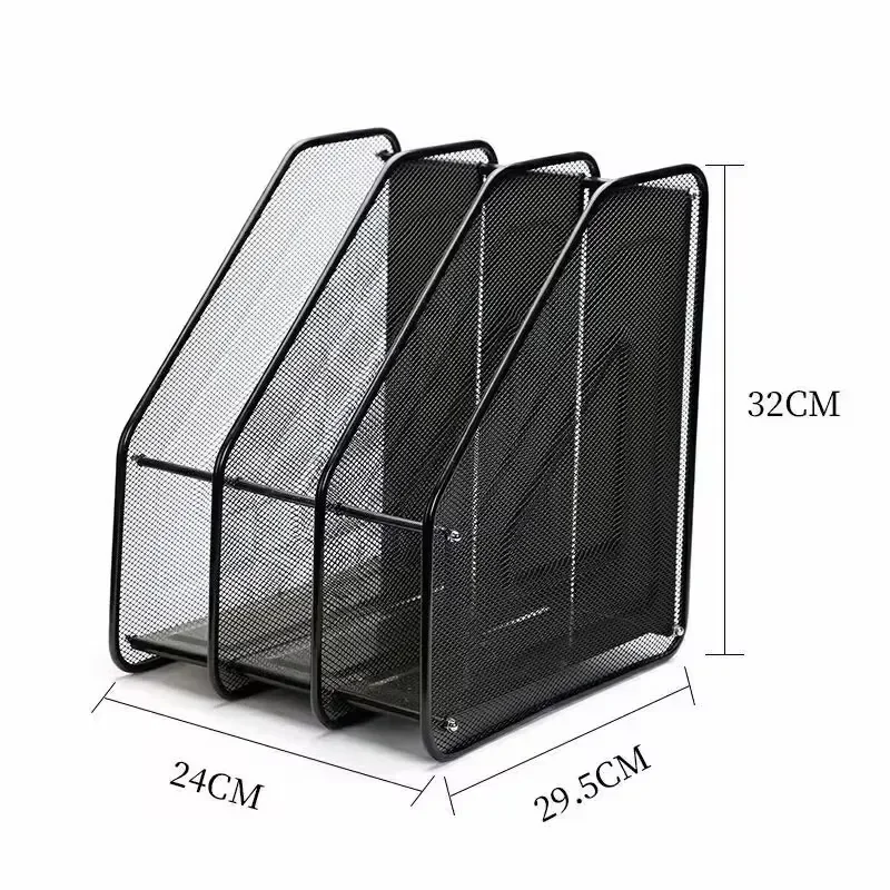Modern Vertical Multi Layer Metal Mesh File Rack Desktop Storage Organizer for Office Supplies and Student Documents