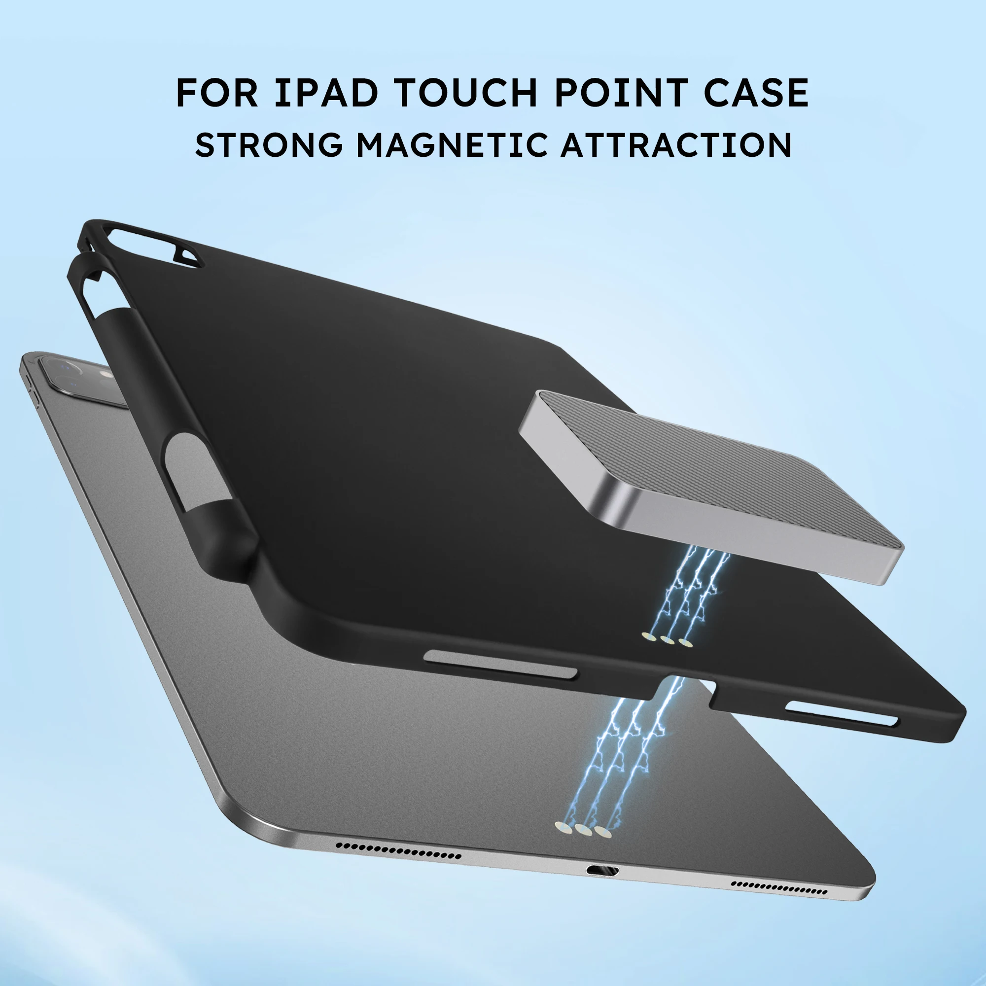 وحدة شاحن لاسلكي مغناطيسي من سبائك الألومنيوم مع حافظة حماية لجهاز iPad Pro 13 بوصة/11 بوصة 18 وات شاحن موصل ذكي سريع الشحن