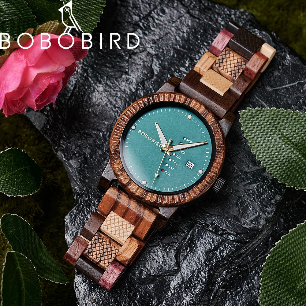 

BOBO BIRD New Wooden Watches for Men Couple Luxury Brand Wood Timepieces Quartz Wristwatches Week Date Display Custom Gift Box