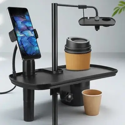 

Extra Large Mic Stand Tray Microphone Stand Desk Clamp on Shelf for Phone Water Bottle Guitar Pick Holder Live Streaming Use