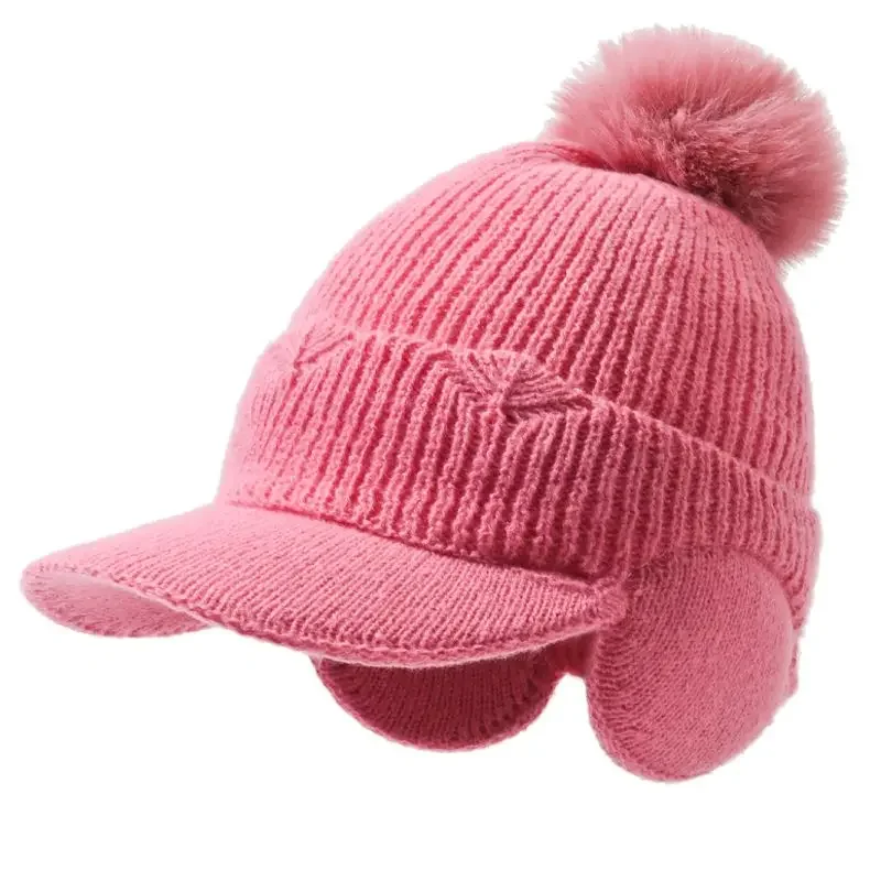 Winter Warm Duck Tongue Hat Ladies Solid Color Ear Protection Baseball Cap Women Outdoor Riding Knitted Hats Female Earplugs Cap