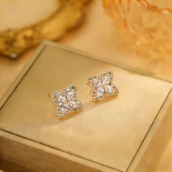 DE342 Fashion Street Snap Elegant Delicacy Light Luxury Geometry Zircon Earring Gift Party Banquet WOMEN'S Jewelry Earrings