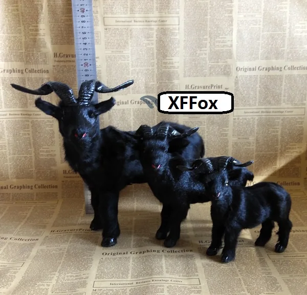 real life black goat toy model polyethylene&furs goat model home decoration gift about 26x21cm