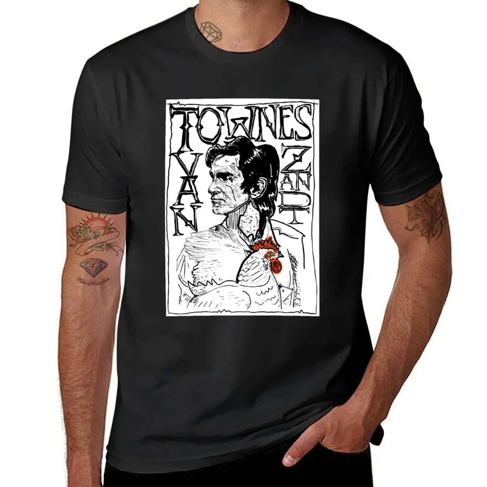 

black and white Townes Van zandt T-Shirt tops blanks T-shirts man vintage luxury clothes men