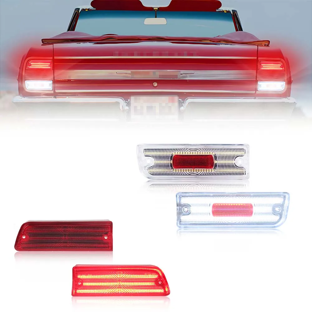 

2Pcs Rear Backup Light Reverse Light Brake Light Tail Light Reflector Light DRL Light W/LED For 1964 Chevrolet Chevelle/Malibu