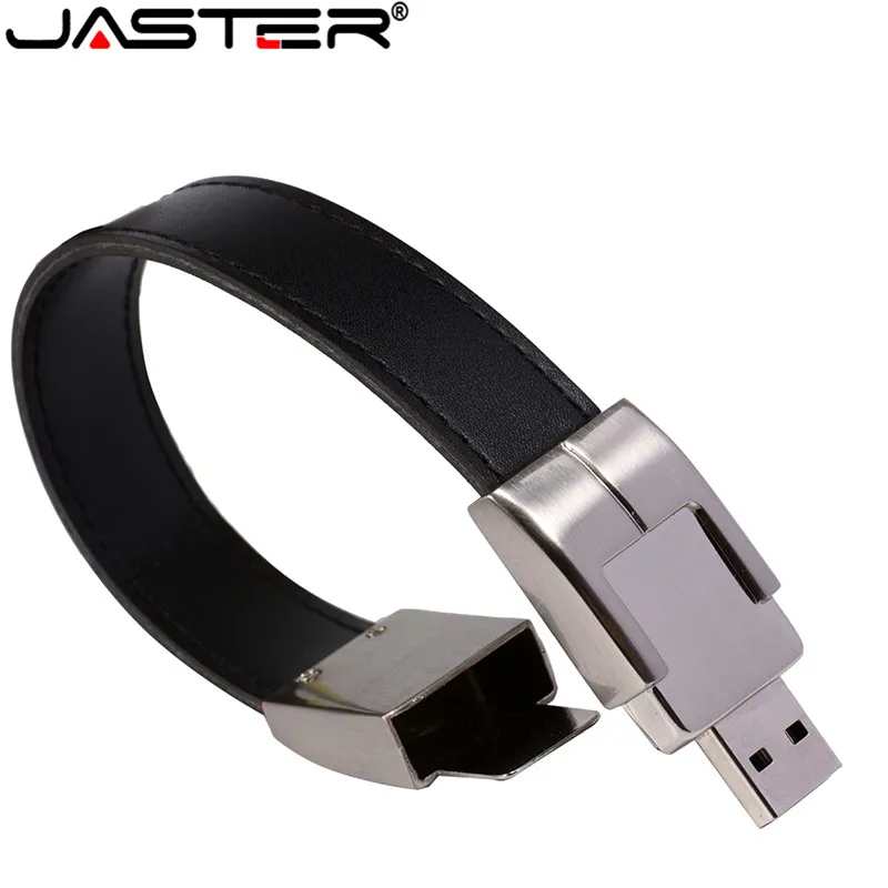 JASTER USB flash drive 64gb Leather metal keyring Pendrive creativo 32gb 16gb 8gb 4gb usb2.0 Wrist band