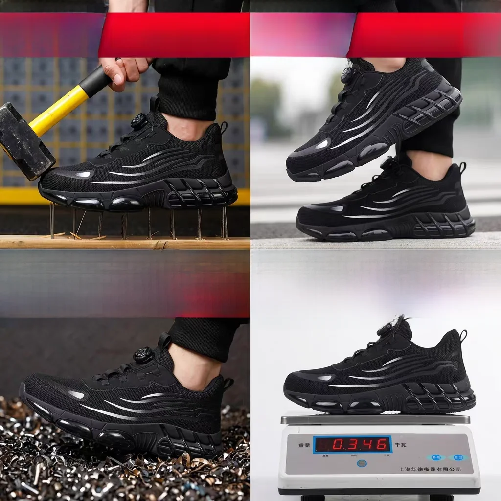 Men's Safety Work Shoes Breathable Steel Toe Anti- Puncture Soft Bottom Wear Resistant Comfortable Slip Resistant Labor Prote...