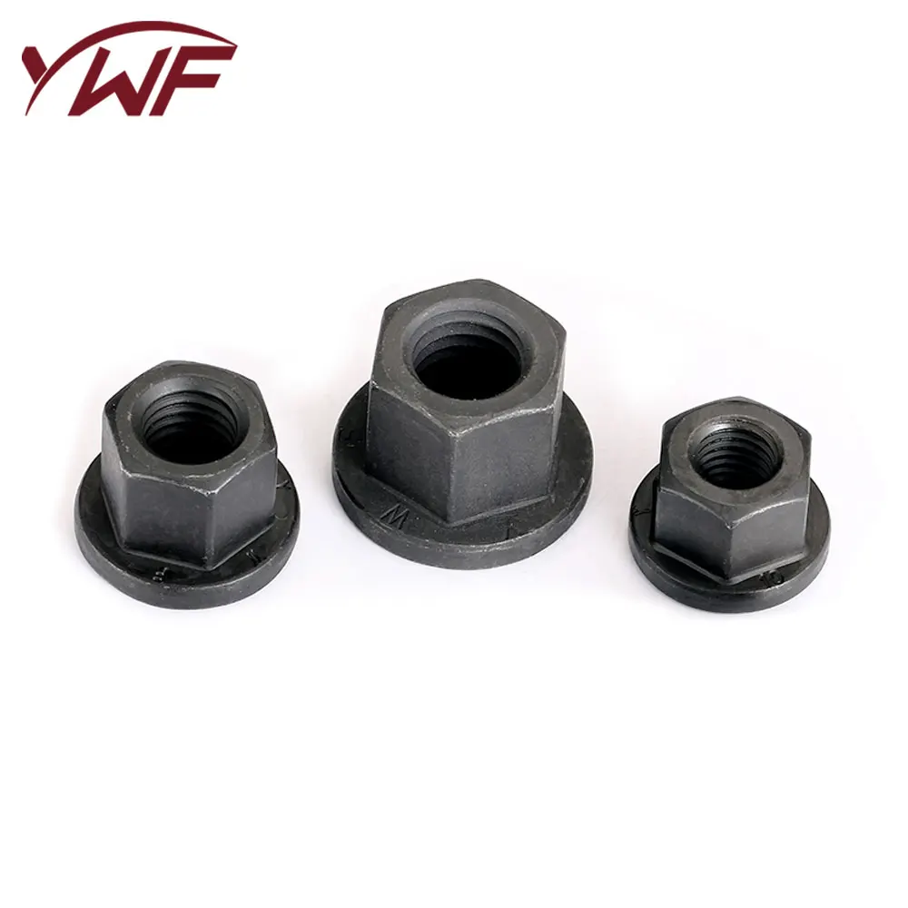 1Pcs 5Pcs 10Pcs Black Flanged Nuts Carbon steel M6 M8 M10 M12 M14 M16 M18 M20 M22 M24 Hex With Collar Nuts High Steel DIN6331 AC