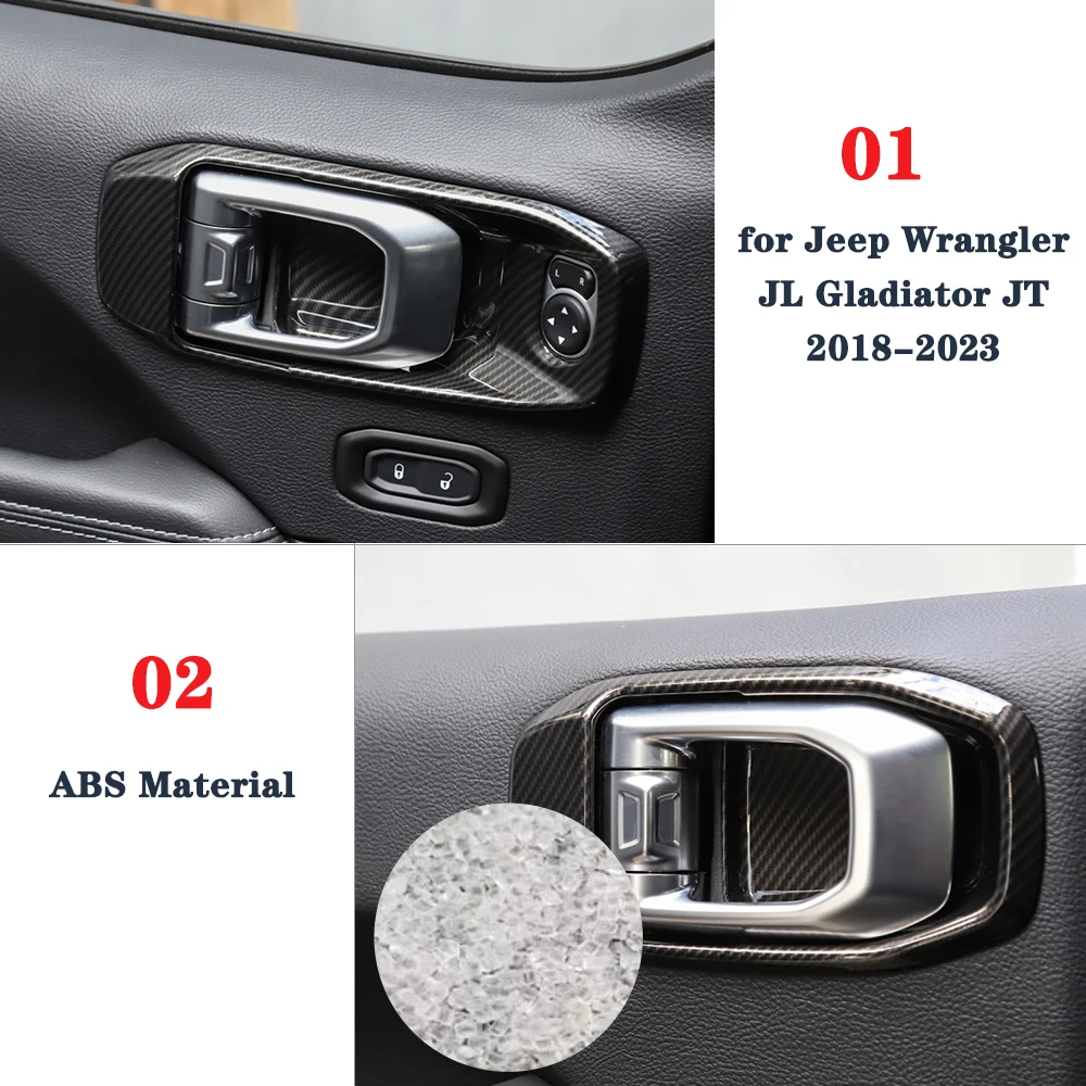 Porta Inner Handle Bowl Sticker, Decoração Capa, Guarnição para Jeep Wrangler JL Gladiator JT 2018-2020 2021 2022 2023, Acessórios de carro