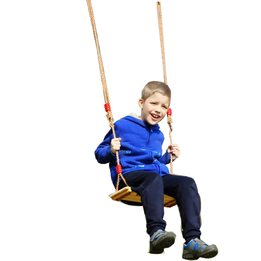 

Деревянное сиденье для качелей для детей и взрослых, с нескользящей поверхностью, прочными нейлоновыми веревками, для использования в помещении и на улице, подвесной игровой комплекс-качели