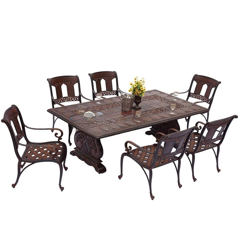 

Outdoor cast aluminum table and chair combination European villa combination garden furniture outdoor open-air balcony