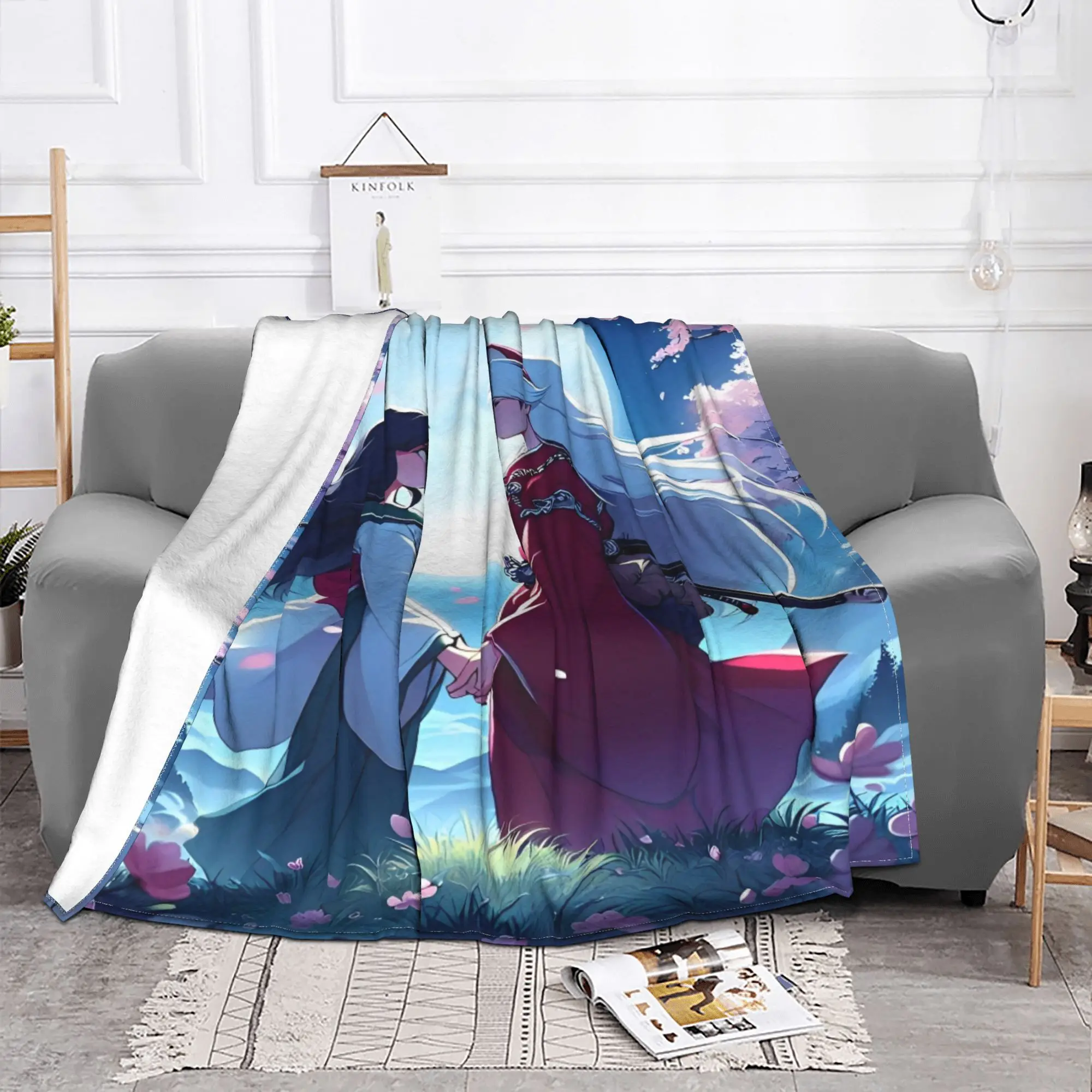 Inuyasha Kagome Higurashi Blanket Anime Manga Flannel Throw Blanket Bedding Couch Portable Soft Warm Bedspread