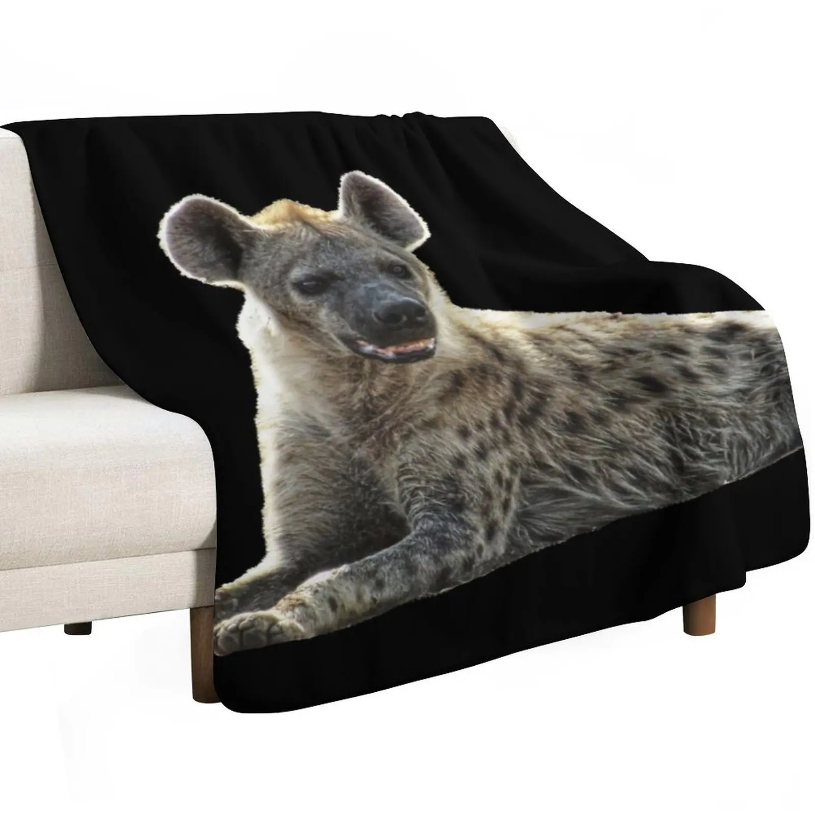 

Hyena in Kenya / Africa Throw Blanket Flannel Camping Flannels Blankets