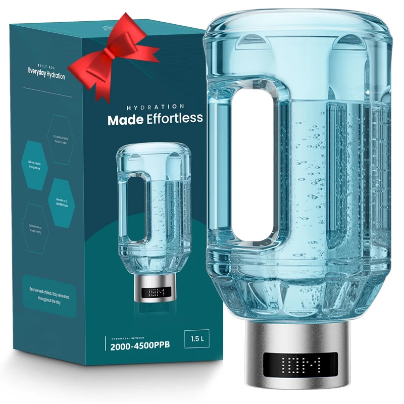 1.5L زجاجة ماء الهيدروجين المحمولة مولد مياه الهيدروجين إبريق شاشة ديجيتال ما يصل إلى 4500PPB قسط حل الترطيب #1
