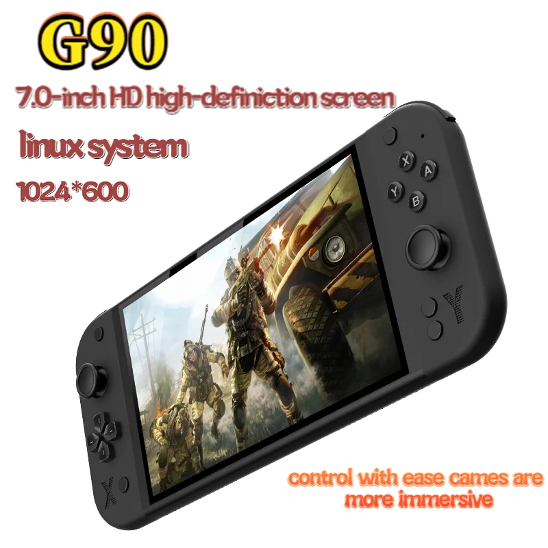 G90 7 بوصة 64 جيجابايت 4000 مللي أمبير وحدة تحكم ألعاب محمولة باليد ممر مناسبة لوحدة تحكم ألعاب التلفزيون الرجعية PSP/PS1 هدية للأولاد