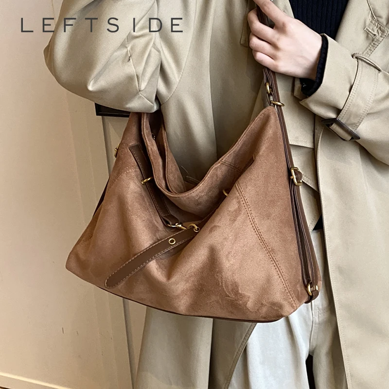 

LEFTSIDE Small PU Leather Shoulder Bags for Women 2025 Luxury Designer New Crossbody Bag Females Retro Handbags and Purses