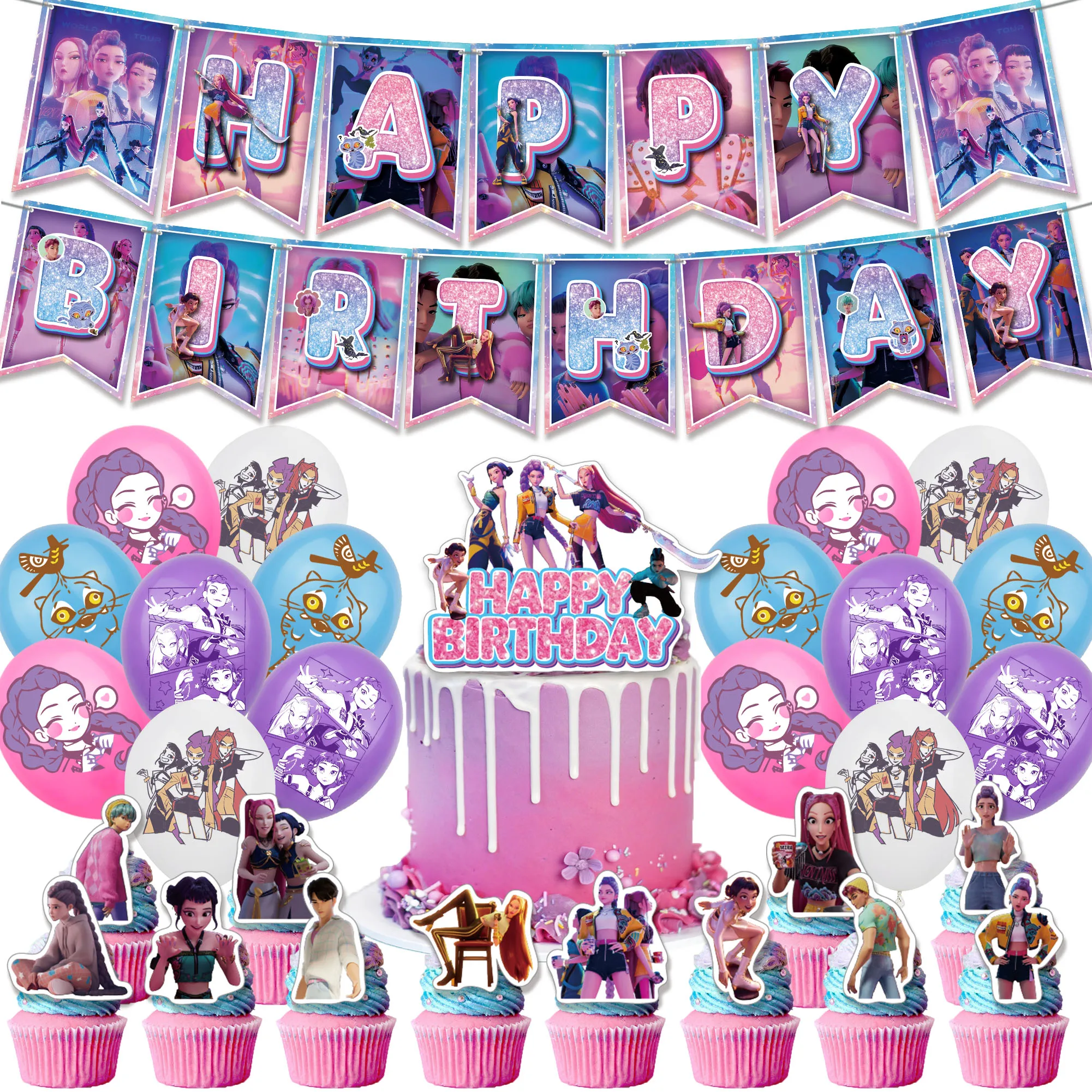 

kpop demon hunters edible cake topper personalized kpop birthday decor