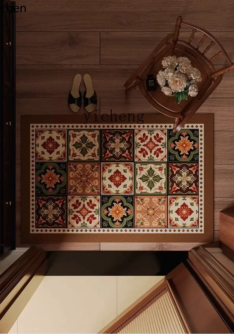 

ZZ retro door floor mat, corridor dirt-resistant non-slip mat, wipe-free leather floor mat