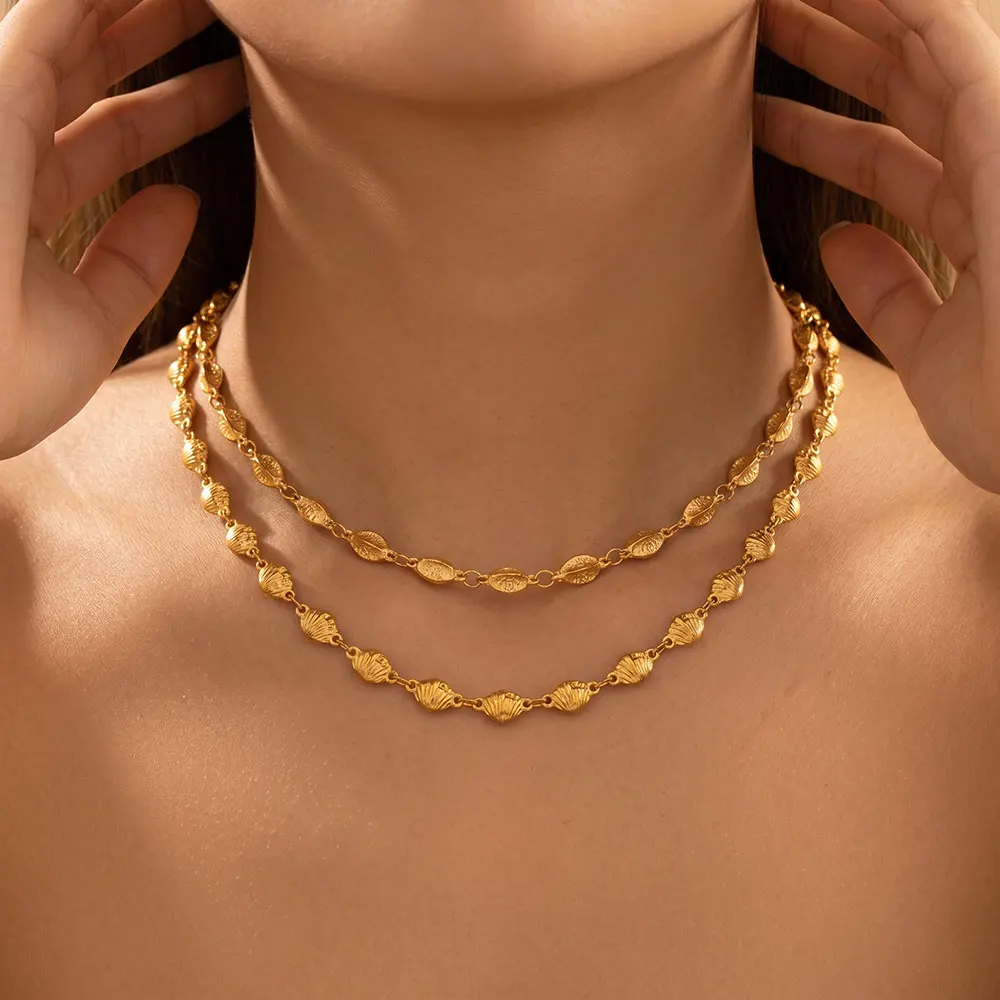 1Meter Stainless Steel Gold Plated Chains Embossing Textured Heart Carved Beaded Chain for DIY Bracelet Necklace Jewelry Making view 3