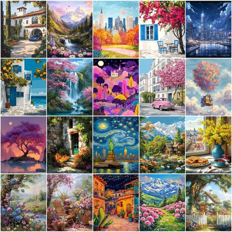 

GATYZTORY Painting By Numbers For Drawing Landscape on canvas Artwork pictures crafts Draw Watercolor hobby Wall Decororation
