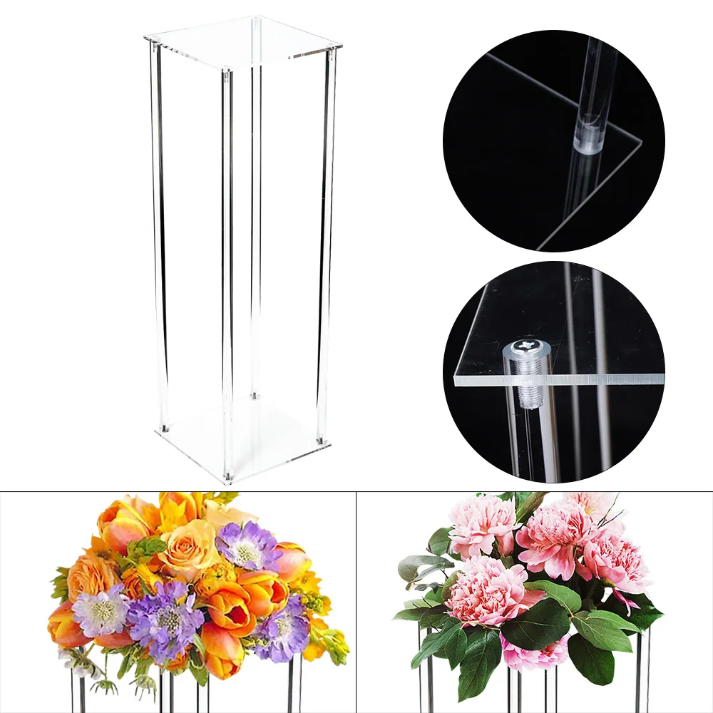 

100cm Square Acrylic Flower Stand Wedding Centerpieces Tabletop Decor Clear Display Rack for Home Decoration